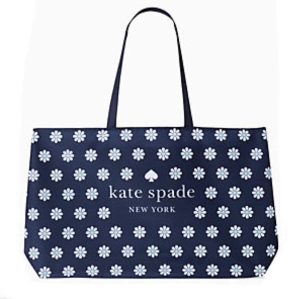 KATE SPADE Navy Daisy Large Cotton Canvas Bag - Picture 1 of 11